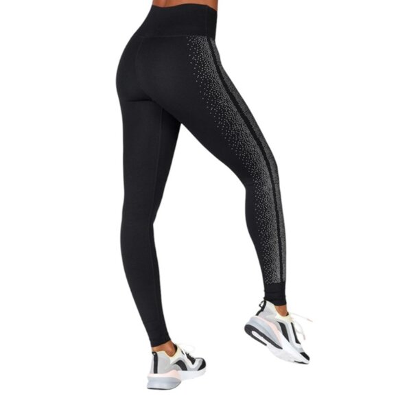 Black & Silver Fabletics High-Waisted Sculptknit Reflective Leggings - Large - Picture 1 of 6